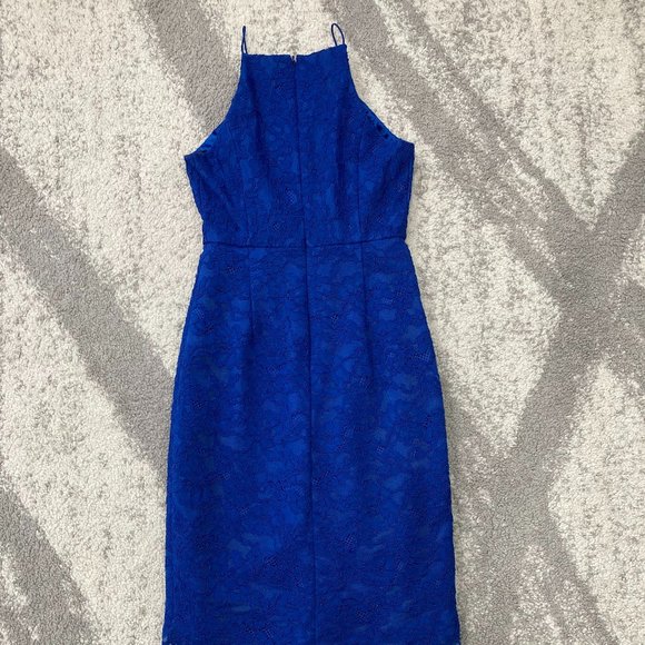 Ever New Electric Blue Square Neck Lace Dress - Picture 3 of 6